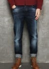 Nudie Jeans Navy Thin Finn Organic Worn Jeans
