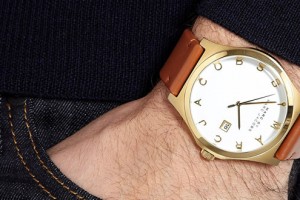 Marc by Marc Jacobs Gold Tan Leather Strap Henry Watch