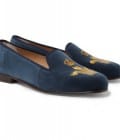 Stubbs & Wootton Earl Crest-embroidered Velvet Slippers