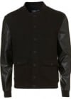 Topman Black Pu Sleeves Jersey Jacket