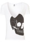 Topman White Skull Print Low Vee T-shirt