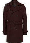 Topman Burgundy Wool Trench Coat