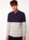 Asos Colour Block Cable Crew Jumper