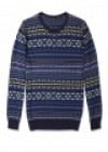 Ps Paul Smith Navy Neon Fair Isle Crew Knit
