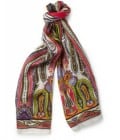 Etro Printed Linen And Silk-blend Scarf
