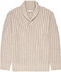 Reiss Lennon Fluffy Rib Plunge Neck Jumper Neutral
