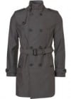 Topman Grey Full Length Belted Mac