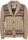 Topman Cream Yoke Pattern Cable Knit Cardigan