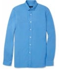 Lanvin Slim-fit Grosgrain-collar Overdyed-cotton Shirt