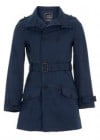 Topman Navy Full Length Belted Mac