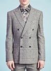 Topman Tmd Grey Textured Print Double Breasted Suit Jacket