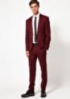 Asos Skinny Fit Suit In Burgundy