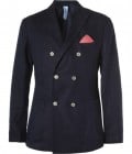 Faconnable Double-breasted Cotton And Linen-blend Blazer