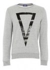 Topman Grey Textured Triangle Printed Sweatshirt