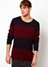 Asos Woven Stripe Jumper In Merino Wool Mix